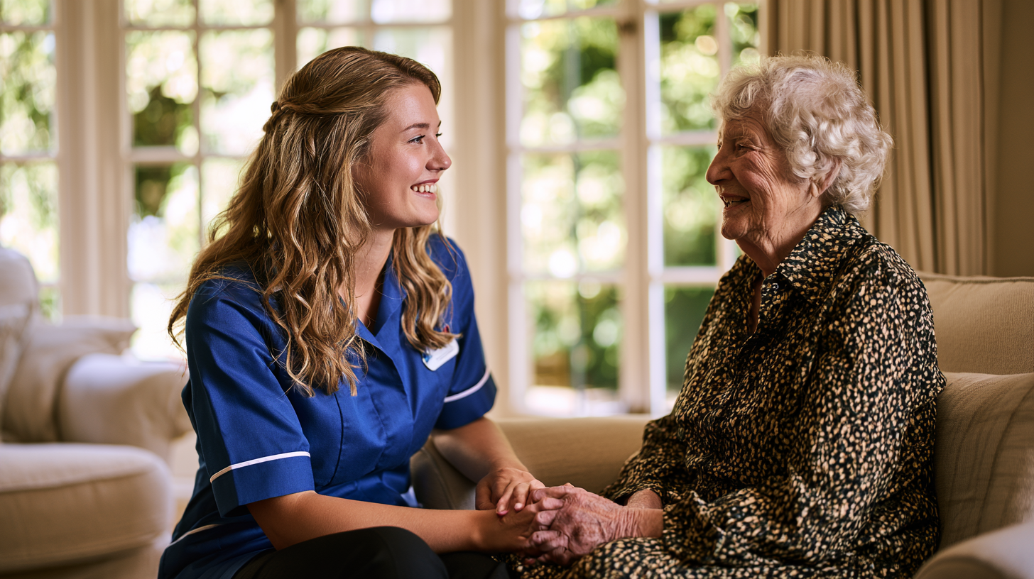 Home care nurse with elderly client
